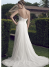 Sweetheart Neckline Ivory Pleated Chiffon Sweep Train Prom Dress